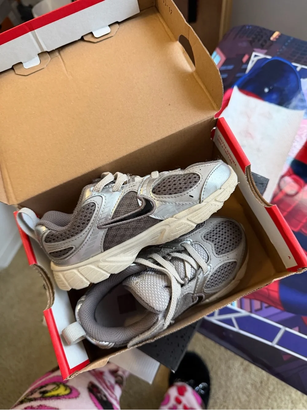 Nike Kids Sneakers in Taupe and Silver Accents